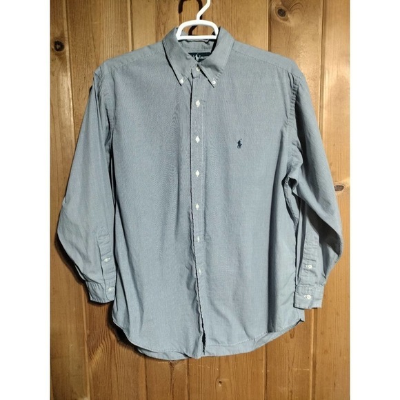 Ralph Lauren Blue Label Yarmouth Neck size 17 34/35 long sleeve button front - Picture 2 of 8